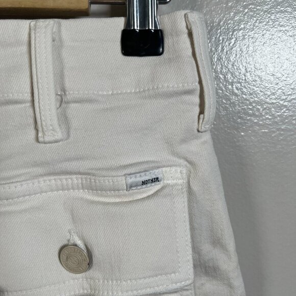 Mother Patch Pocket Private Ankle Fray Pants Size 25 Creampuffs Ivory High Rise - Picture 14 of 14